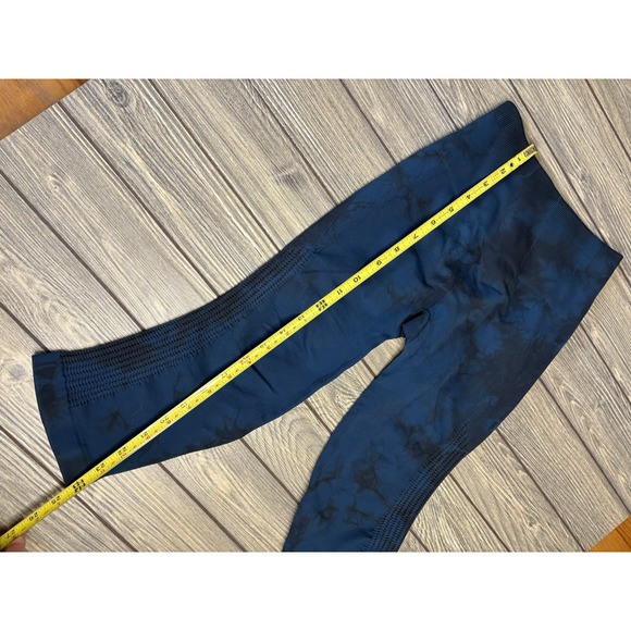 LULULEMON Flow & Go Crop Seamless Leggings Tie Dye Aqua Blue Size 0 - Picture 8 of 9